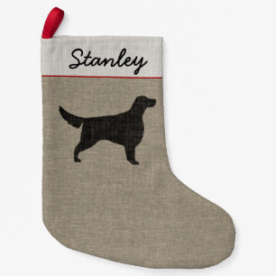 Irish Setter Silhouette Falscher Leinenstoff Weihn Kleiner Weihnachtsstrumpf