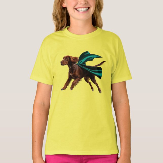 Irish Setter Superhero Kid's T - Shirt (Vorderseite)