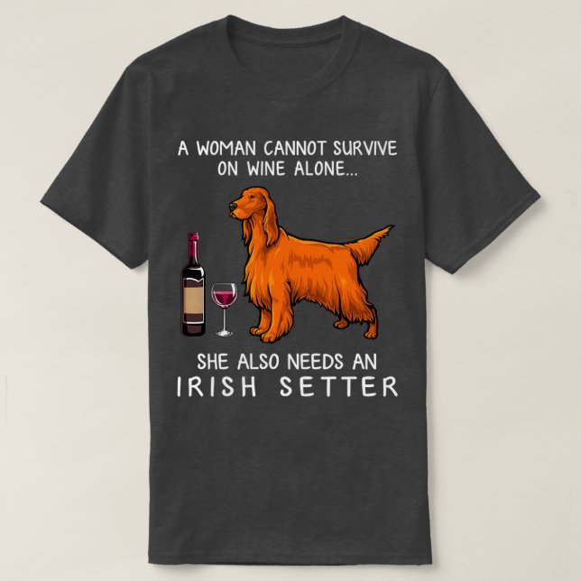 Irish Setter und Wein Funny Hund  T-Shirt (Design vorne)