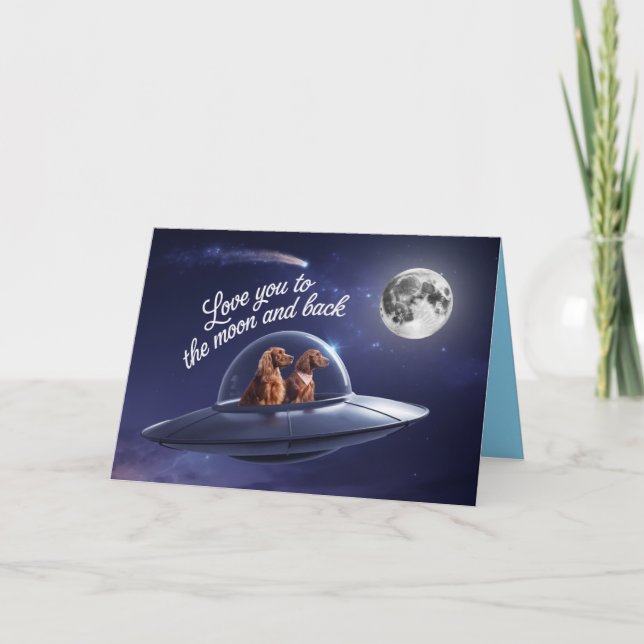 Irish Setter Valentine Card Feiertagskarte (Vorderseite)