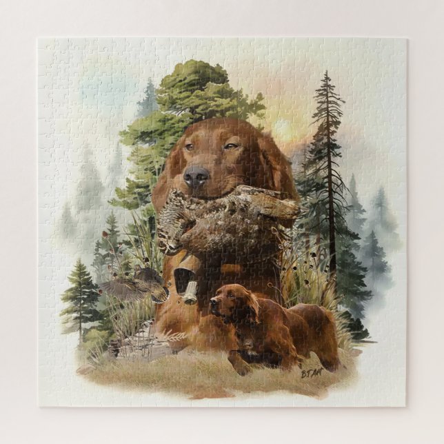 Irish Setter , Walcockjagd, Art (Vertikal)