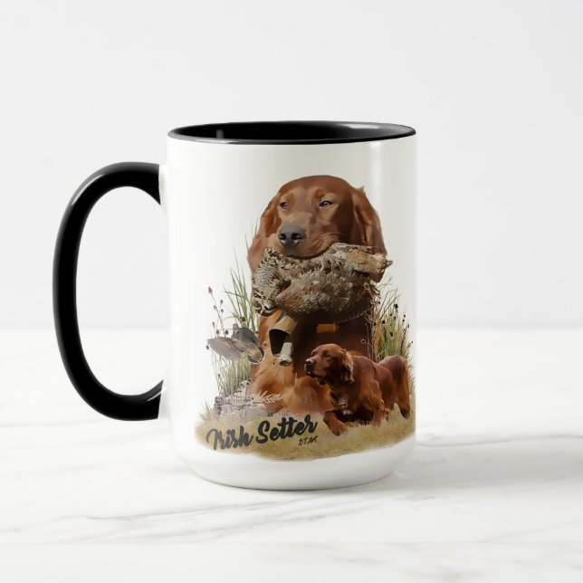 Irish Setter , Walcockjagd, Art Tasse (Links)