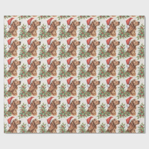 Irish Setter Weihnachten Stechpalme Wasserfarbe Geschenkpapier