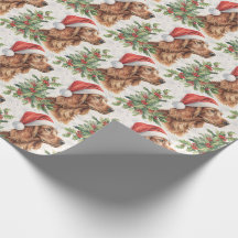 Irish Setter Weihnachten Stechpalme Wasserfarbe