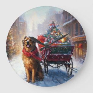 Irish Setter Weihnachtsfeiertag Große Wanduhr