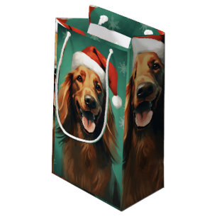 Irish Setter Weihnachtsmalerei Kunstwerk Kleine Geschenktüte