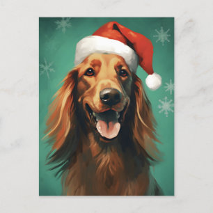 Irish Setter Weihnachtsmalerei Kunstwerk Postkarte