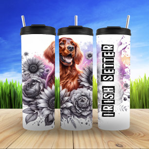 Irish Setter's Grayscale Garden Glee Thermosbecher