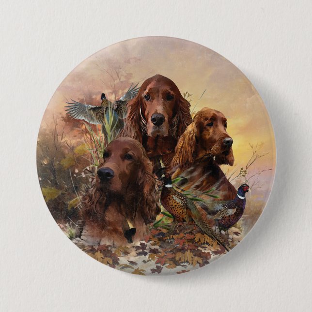Irish Setters with Pheasants - Passion Hunt Button (Vorderseite)