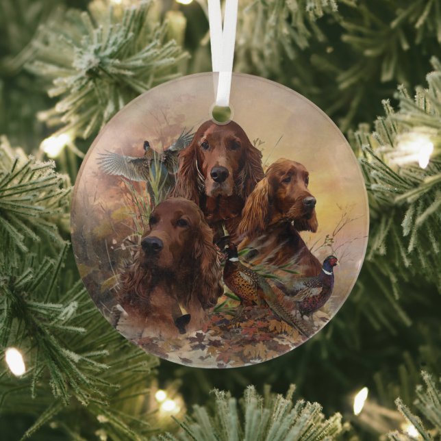 Irish Setters with Pheasants - Passion Hunt Ornament Aus Glas (InSitu)