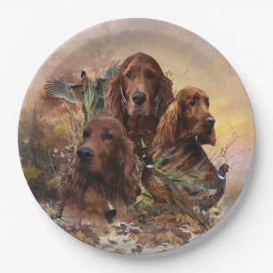 Irish Setters with Pheasants - Passion Hunt Pappteller