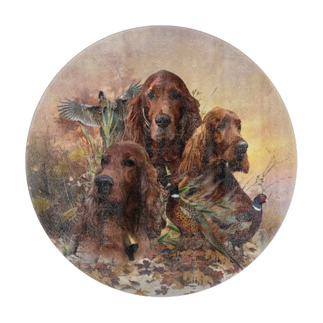 Irish Setters with Pheasants - Passion Hunt Schneidebrett (Vorderseite)