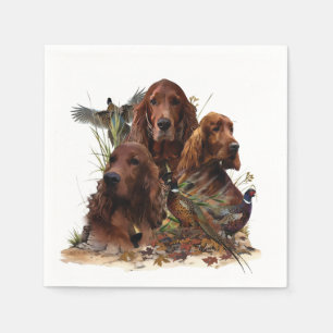 Irish Setters with Pheasants - Passion Hunt Serviette