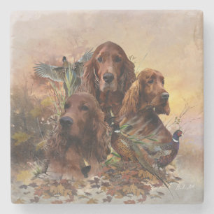 Irish Setters with Pheasants - Passion Hunt Steinuntersetzer