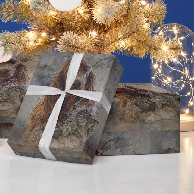 Irish Setters with Woodcock - Passionsjagd Geschenkpapier (Feiertage)