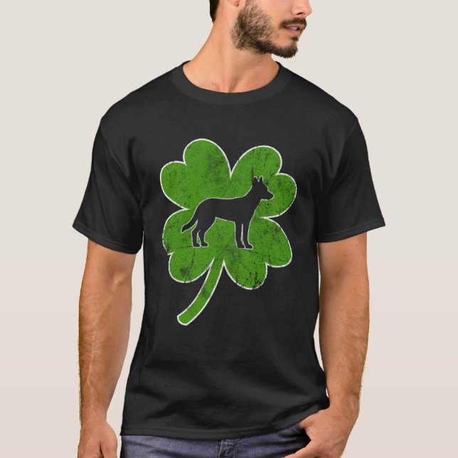 Irish Shamrock Leaf Malinois St Patrick s Day T-Shirt (Vorderseite)