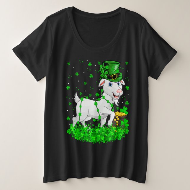 Irish Shamrock Leprechaun Goat St Patrick's Day Große Größe T-Shirt (Design vorne)