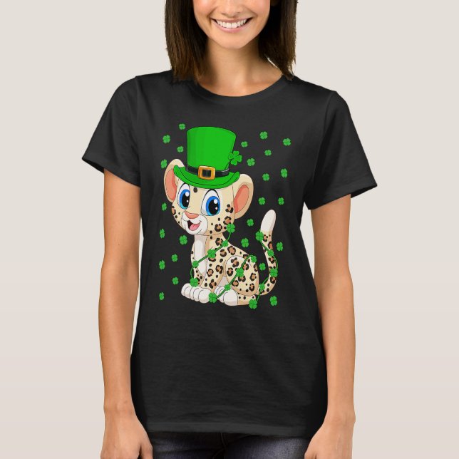 Irish Shamrock Leprechaun Leopard St Patrick's Day T-Shirt (Vorderseite)