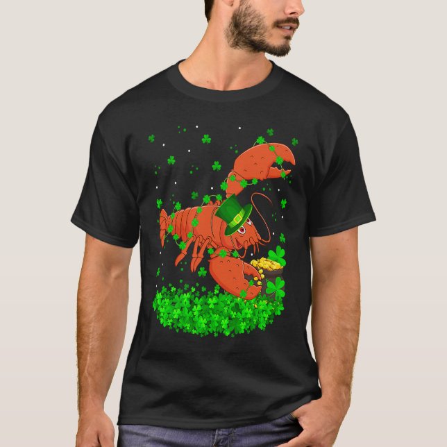 Irish Shamrock Leprechaun Lobster St Patrick's Day T-Shirt (Vorderseite)