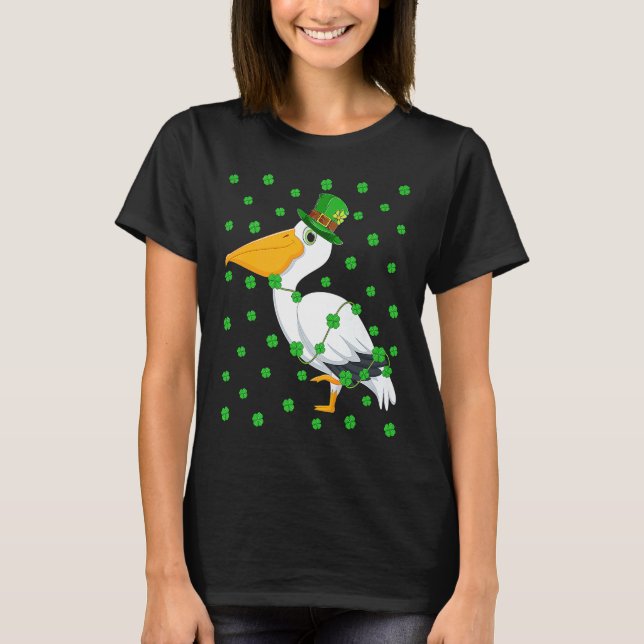 Irish Shamrock Leprechaun Pelican Bird St Patrick' T-Shirt (Vorderseite)