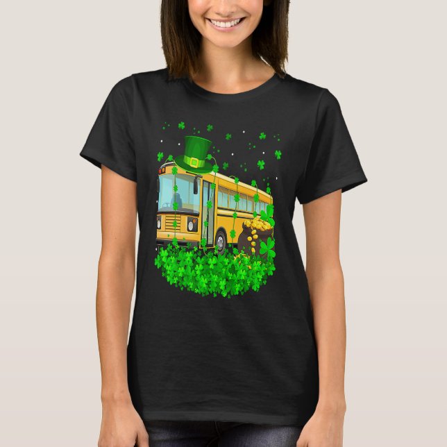 Irish Shamrock Leprechaun School Bus St Patrick's  T-Shirt (Vorderseite)