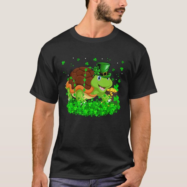Irish Shamrock Leprechaun Turtle St Patrick's Day T-Shirt (Vorderseite)