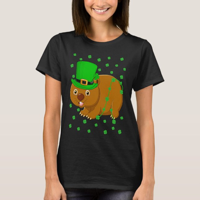 Irish Shamrock Leprechaun Wombat St Patrick's Day T-Shirt (Vorderseite)