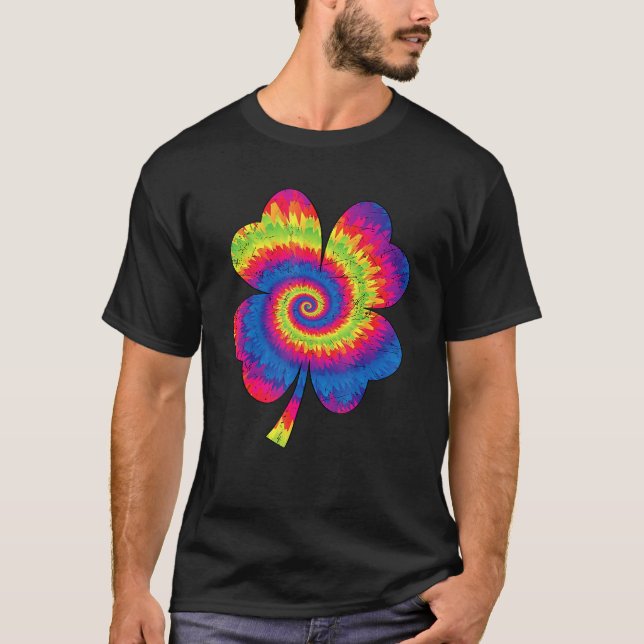 Irish Shamrock Tie Dye Happy St Patrick's Day Go L T-Shirt (Vorderseite)