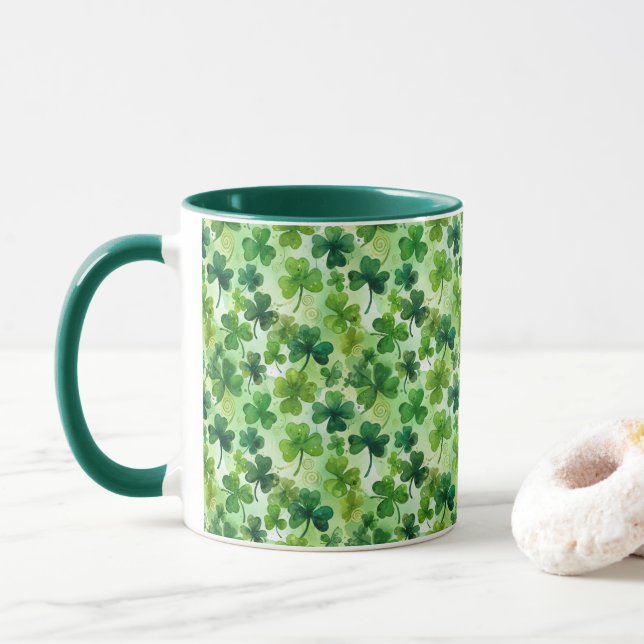 Irish Shamrocks St. Patrick's Day Tasse (Mit Donut)