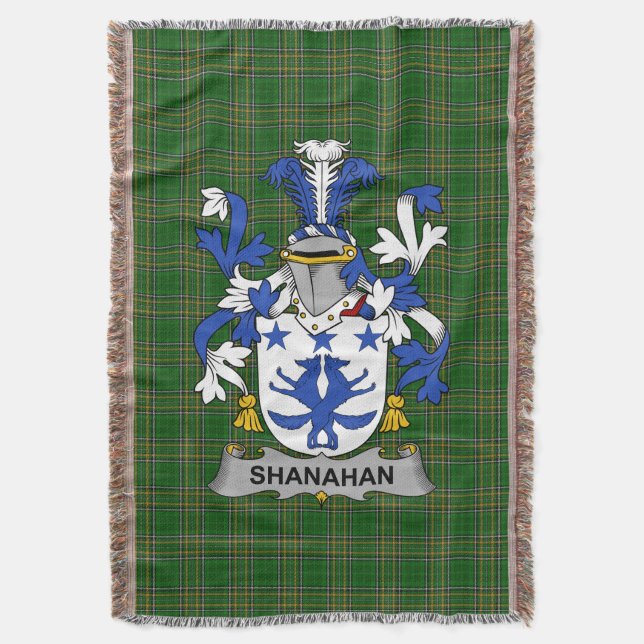 Irish Shanahan oder O_Shanahan Coat of Arms Family Decke (Vorderseite Vertikal)