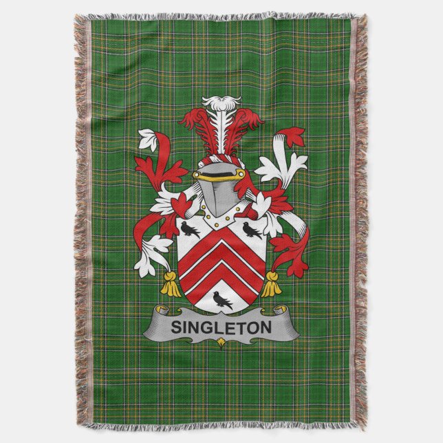 Irish Singleton Coat of Arms Familienwappen Irland Decke (Vorderseite Vertikal)