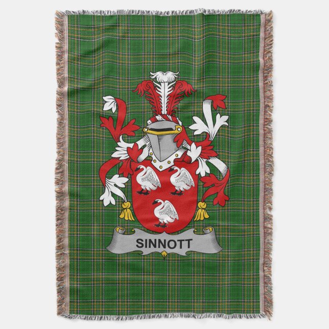 Irish Sinnott oder Synnott Coat of Arms Family Cre Decke (Vorderseite Vertikal)