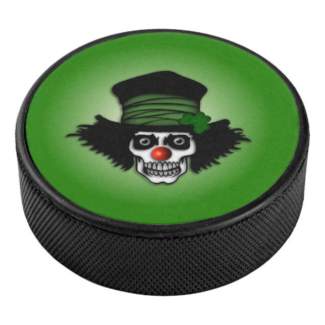 Irish Skeleton Clown Green Eishockey Puck (3/4)