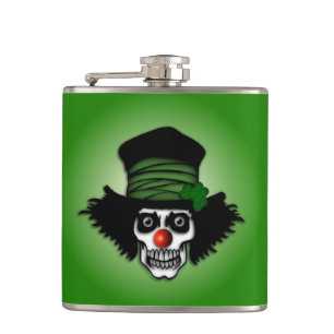 Irish Skeleton Clown Green Flachmann