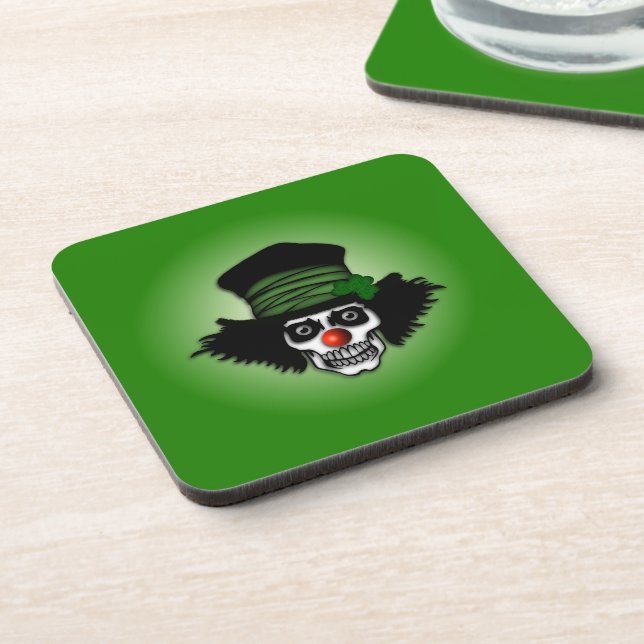 Irish Skeleton Clown Green Getränkeuntersetzer (Linke Seite)