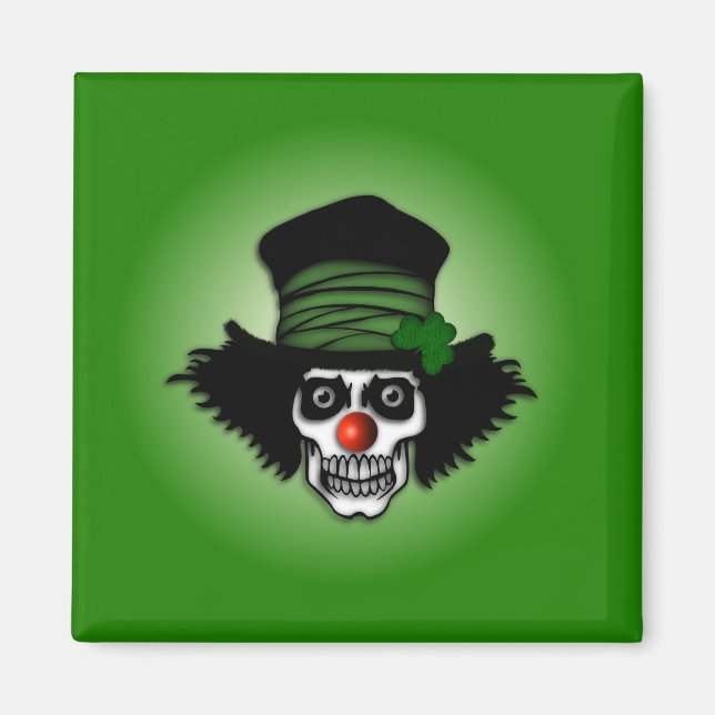 Irish Skeleton Clown Green Magnet (Vorne)
