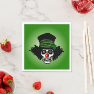 Irish Skeleton Clown Green Serviette