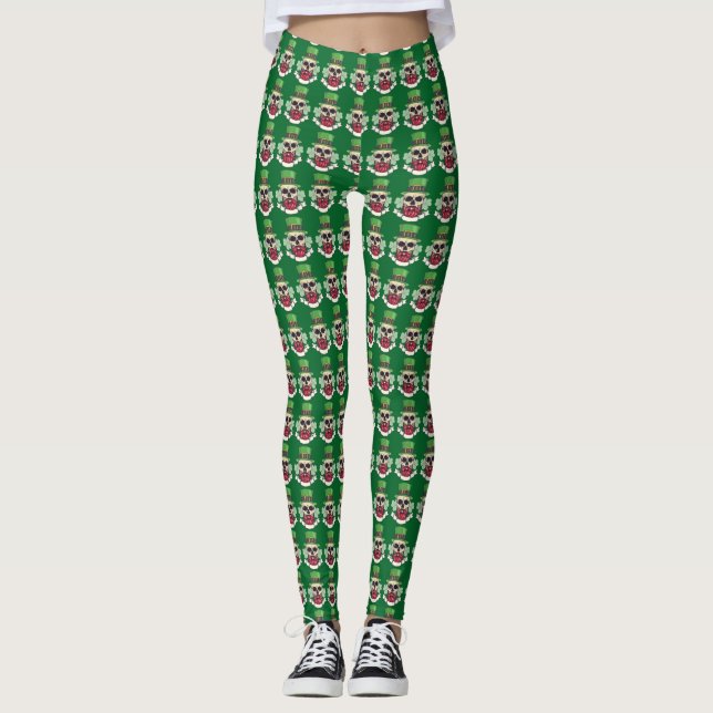Irish Skeleton Skull All-Over-Print-Leggings Leggings (Vorderseite)