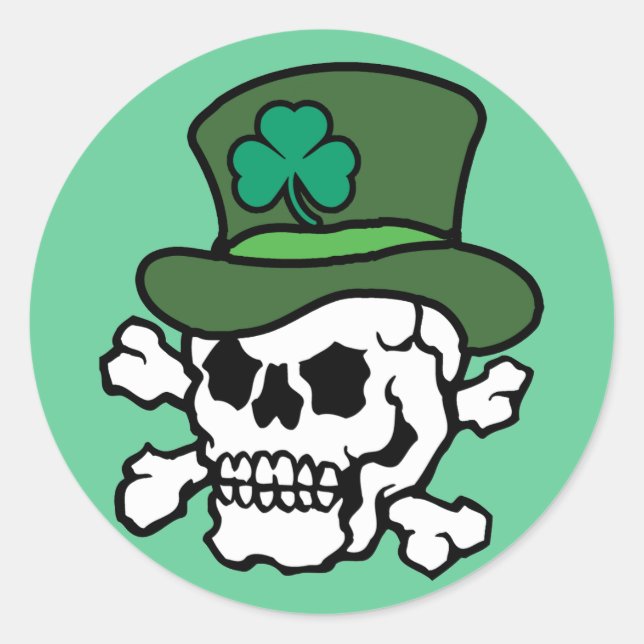Irish Skull Runder Aufkleber (Vorderseite)