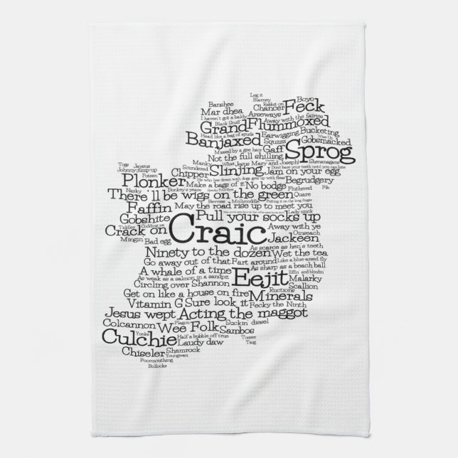 Irish Slang Word Art Karte Küchentücher (Vertikal)