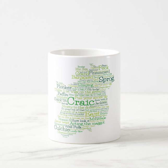 Irish Slang Word Art Map Kaffee Tasse (Mittel)
