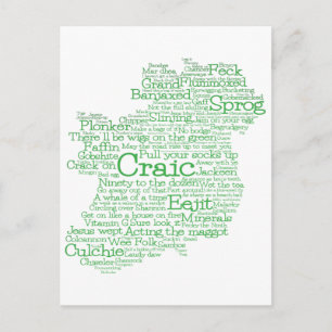 Irish Slang Word Art Map Postcard Postkarte