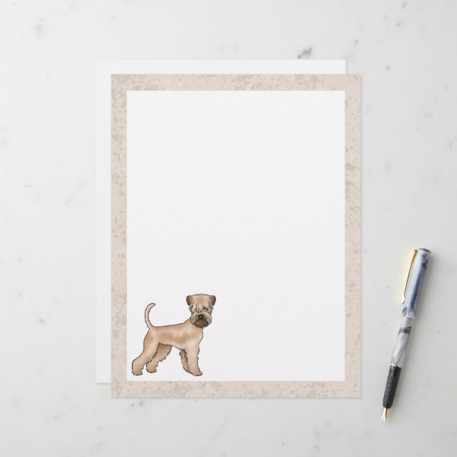Irish Soft Coated Wheaten Terrier Niedlich Cartoon Briefbogen (Vorderseite/Rückseite Beispiel)