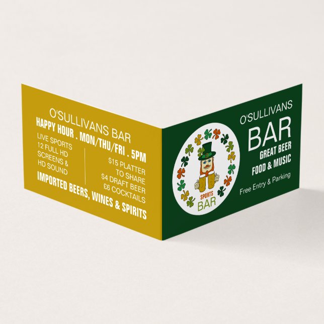 Irish Sports Bar, Pub/Brauerei, im Einzelnen Visitenkarten (Vorderseite)
