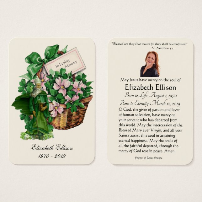 Irish St. Patrick Funeral Memorial Gebet (Vorne & Hinten)