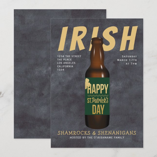 Irish St Patricks Day Beer Party Shenanigans Einladung (Vorne/Hinten)