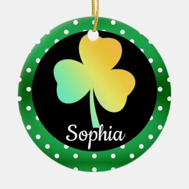 Irish St Patrick's Day Custom Designed Kleeblatt Keramik Ornament (Vorne)