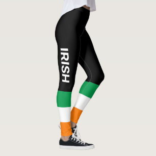 IRISH St. Patrick's Day Flag Ireland Black Leggings