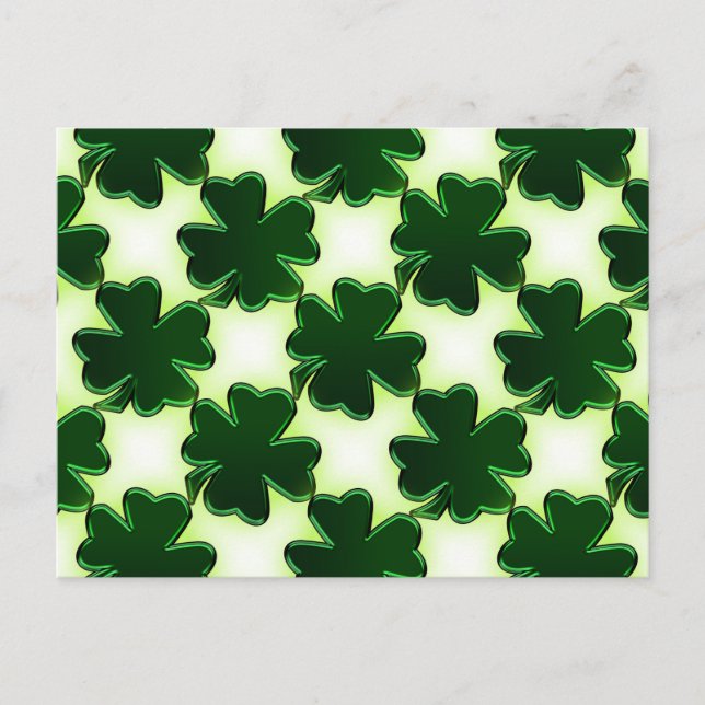 Irish St. Patricks Day Four Leaf Clovers Postkarte (Vorderseite)
