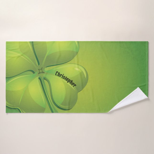 Irish St. Patrick's Day Green Kleeblatt Personaliz Badehandtuch (Badehandtuch)
